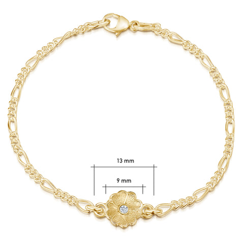 Primula Scotica 1-flower Diamond Bracelet in 9ct Yellow Gold