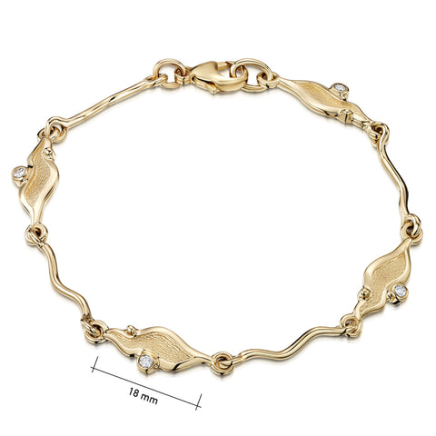 River Ripples Diamond Bracelet in 9ct Yellow Gold by Sheila Fleet Jewellery