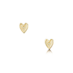 Secret Hearts Diamond Stud Earrings in 9ct Yellow Gold