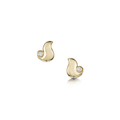 River Ripples Petite Diamond Stud Earrings in 9ct Yellow Gold by Sheila Fleet Jewellery