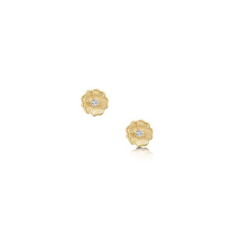 Primula Scotica Petite Diamond Stud Earrings in 9ct Yellow Gold by Sheila Fleet Jewellery