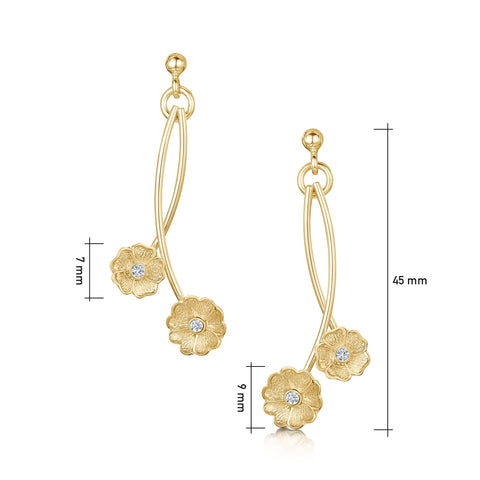 Primula Scotica Petite 2-flower Diamond Drop Earrings by Sheila Fleet Jewellery