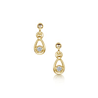 Arctic Stream Diamond Droplet Petite Earrings in 9ct Yellow Gold  by Sheila Fleet