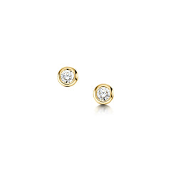 Small Diamond Solitaire Stud Earrings in 9ct Yellow Gold by Sheila Fleet Jewellery