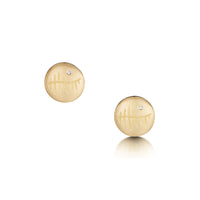 Ogham Small Stud Earrings in 9ct Yellow Gold with Diamonds by Sheila Fleet Jewellery