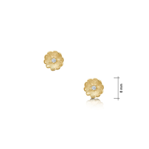 Primula Scotica Diamond Stud Earrings in 9ct Yellow Gold by Sheila Fleet Jewellery