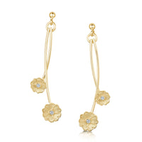 Primula Scotica Small 2-flower Diamond Drop Earrings by Sheila Fleet Jewellery