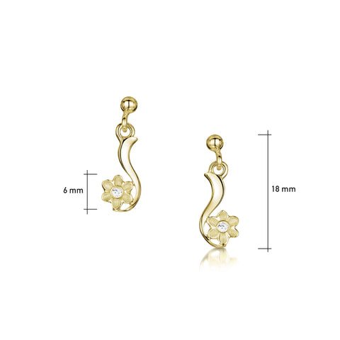 Diamond Daisies 9ct yellow gold drop earrings