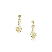 Diamond Daisies 9ct yellow gold drop earrings