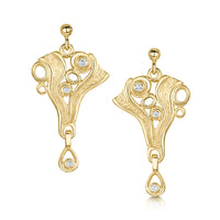 Arctic Stream Diamond Drop Earrings in 9ct Yellow Gold by Sheila Fleet Jewellery