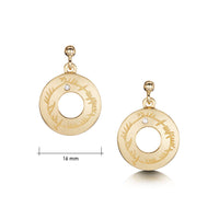 Ogham Drop Earrings in 9ct Yellow Gold with Diamonds by Sheila Fleet Jewellery