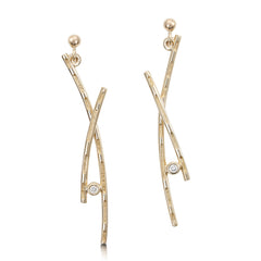 Morning Dew Dress Drop Diamond Earrings in 9ct Yellow Gold by Sheila Fleet Jewellery
