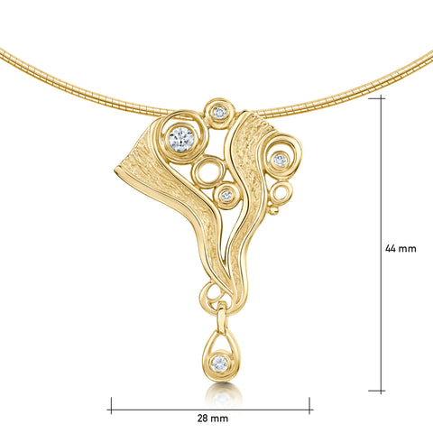 Arctic Stream Diamond Droplet Necklace in 9ct Yellow Gold by Sheila Fleet Jewellery