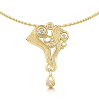 Arctic Stream Diamond Droplet Necklace in 9ct Yellow Gold by Sheila Fleet Jewellery