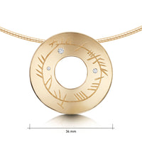 Ogham Dress Necklace in 9ct Yellow Gold with Diamonds by Sheila Fleet Jewellery