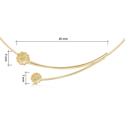 Primula Scotica 2-flower Diamond Necklace in 9ct Yellow Gold