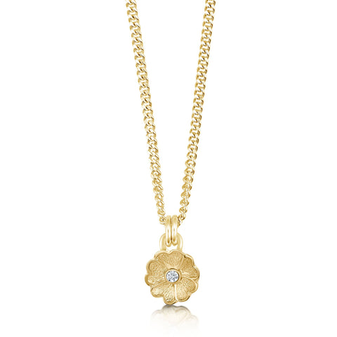Primula Scotica Petite Diamond Pendant in 9ct Yellow Gold by Sheila Fleet Jewellery