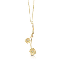 Primula Scotica 2-flower Diamond Pendant in 9ct Yellow Gold by Sheila Fleet Jewellery
