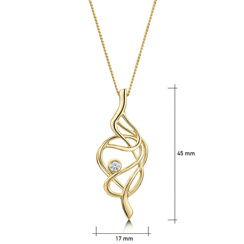 Tidal Dress Diamond Pendant in 9ct Yellow Gold by Sheila Fleet Jewellery
