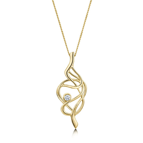 Tidal Dress Diamond Pendant in 9ct Yellow Gold by Sheila Fleet Jewellery