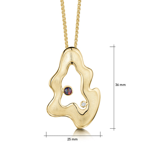 Rock Pool Diamond Pendant in 9ct Yellow Gold with Opal Triplet
