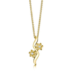 Diamond Daisies 2-flower Pendant in 9ct Yellow Gold  by Sheila Fleet Jewellery