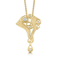 Arctic Stream Diamond Droplet Pendant in 9ct Yellow Gold by Sheila Fleet Jewellery