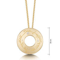 Ogham Pendant Necklace in 9ct Yellow Gold with Diamonds by Sheila Fleet Jewellery