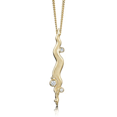 River Ripples Diamond Dress Pendant in 9ct Yellow Gold with Pearl by Sheila Fleet Jewellery
