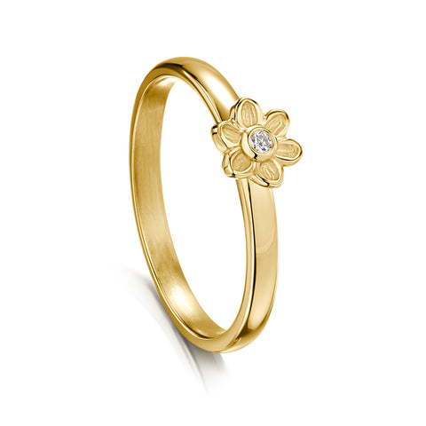 Diamond Daisies Ring in 9ct yellowGold by Sheila Fleet Jewellery