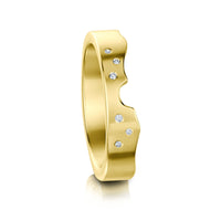 River Ripples Wedding Band in 9ct Yellow Gold with Diamonds by Sheila Fleet Jewellery