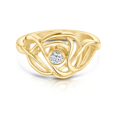 Tidal Diamond Ring in 9ct Yellow Gold by Sheila Fleet Jewellery