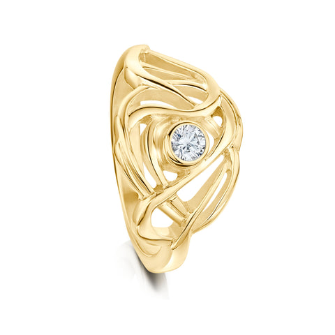 Tidal Diamond Ring in 9ct Yellow Gold by Sheila Fleet Jewellery