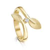 Rowan Leaves Diamond Ring in 9ct Yellow Gold by Sheila Fleet Jewellery
