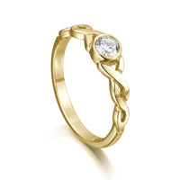 Celtic Twist 0.22ct Diamond Solitaire Ring in 9ct Yellow Gold by Sheila Fleet Jewellery