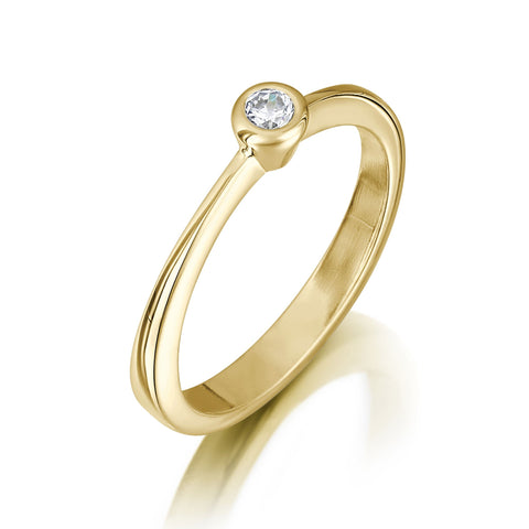 Contemporary 0.1ct Solitaire Diamond Ring in 9ct Yellow Gold by Sheila Fleet Jewellery