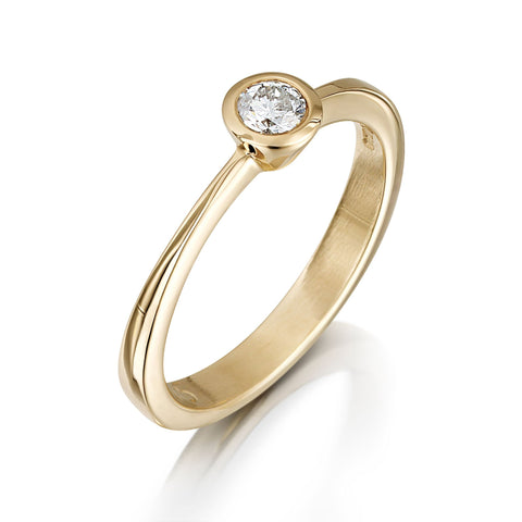 Contemporary 0.15ct Solitaire Diamond Ring in 9ct Yellow Gold by Sheila Fleet Jewellery