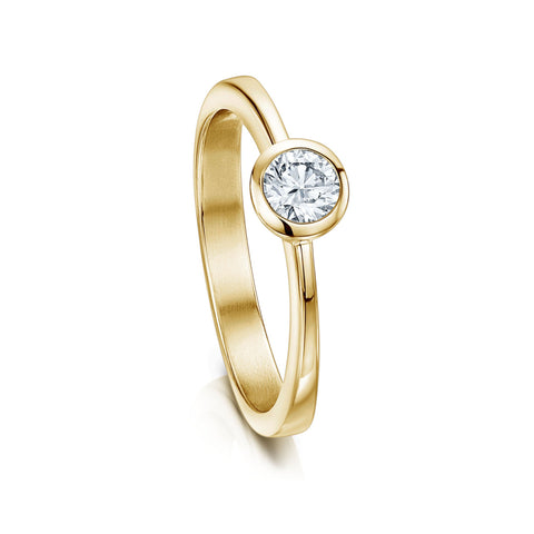 Contemporary 0.25ct Solitaire Diamond Ring in 9ct Yellow Gold by Sheila Fleet Jewellery