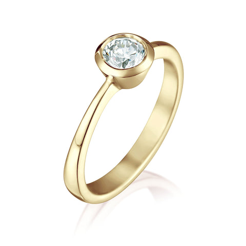 Contemporary 0.4ct Solitaire Diamond Ring in 9ct Yellow Gold by Sheila Fleet Jewellery