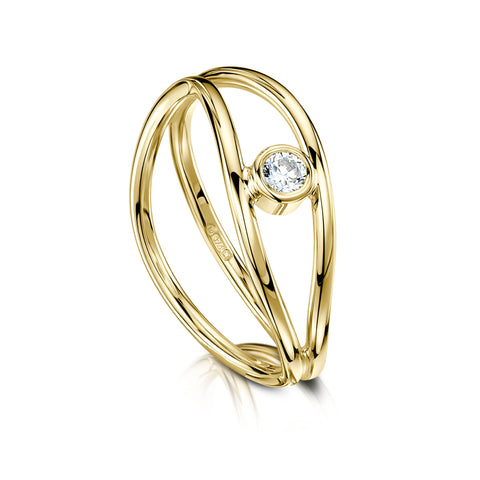 Diamond Double Stacking Wave Ring in 9ct Yellow Gold by Sheila Fleet Jewellery