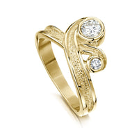 New Wave Double Diamond Ring in 9ct Yellow Gold by Sheila Fleet Jewellery