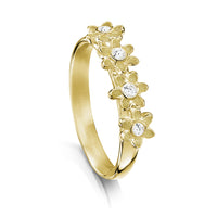 Diamond Daisies 4-flower Ring in 9ct Yellow Gold by Sheila Fleet Jewellery