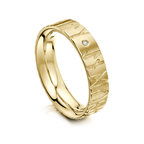 Runic Diamond Ring in 9ct Yellow Gold by Sheila Fleet Jewellery