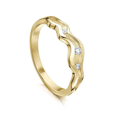 River Ripples Diamond Ring in 9ct Yellow Gold by Sheila Fleet Jewellery