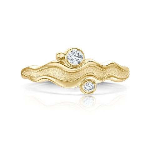River Ripples Engagement Ring in 9ct Yellow Gold with Diamonds by Sheila Fleet Jewellery