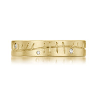Ogham Ring in 9ct Yellow Gold with Diamonds by Sheila Fleet Jewellery