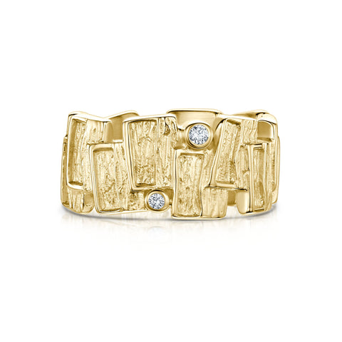 Flagstone Ring in 9ct Yellow Gold with Diamonds by Sheila Fleet Jewellery