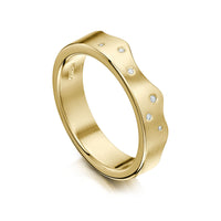 River Ripples Diamond Wedding Ring in 9ct Yellow Gold by Sheila Fleet Jewellery