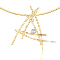 Morning Dew Diamond & Moonstone Dress Necklace in 9ct Yellow Gold