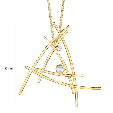 Morning Dew Dress Pendant in 9ct Yellow Gold with Moonstone & Diamond